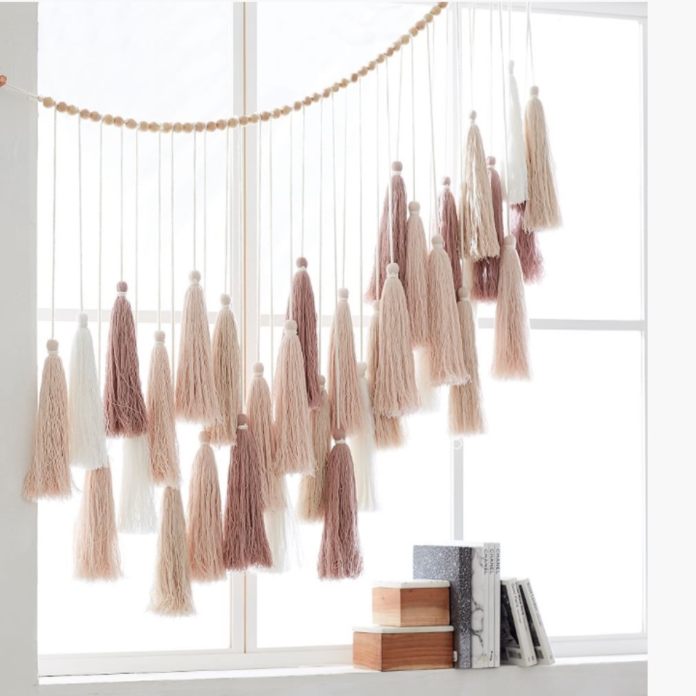 West Elm / Pottery Barn - oversized tassle garland macrame wall decor